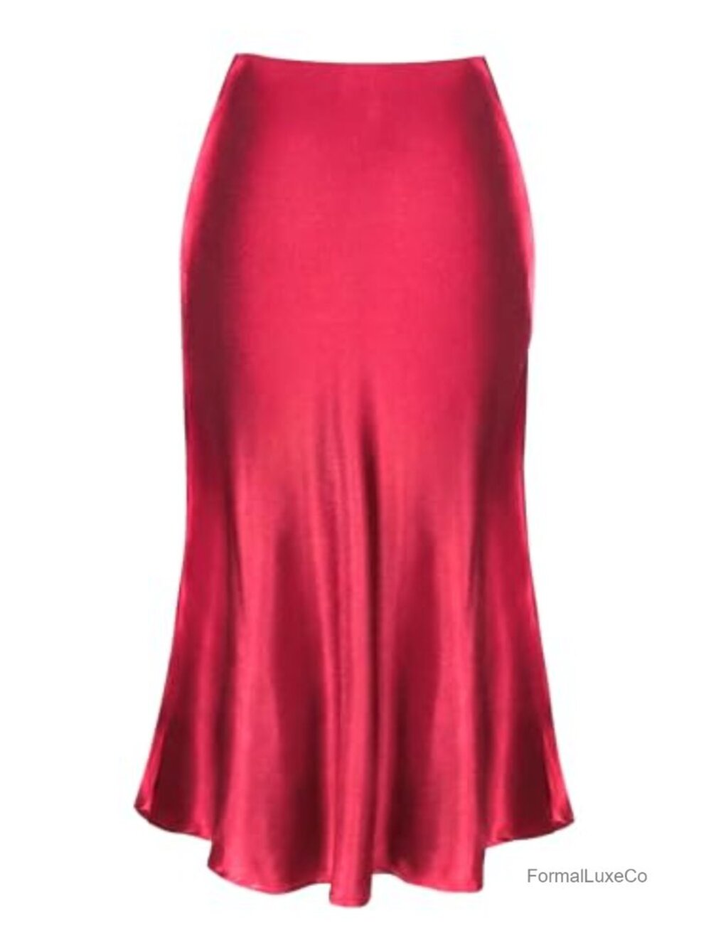 Satin High Waisted Midi A-line Skirt for Wedding Work